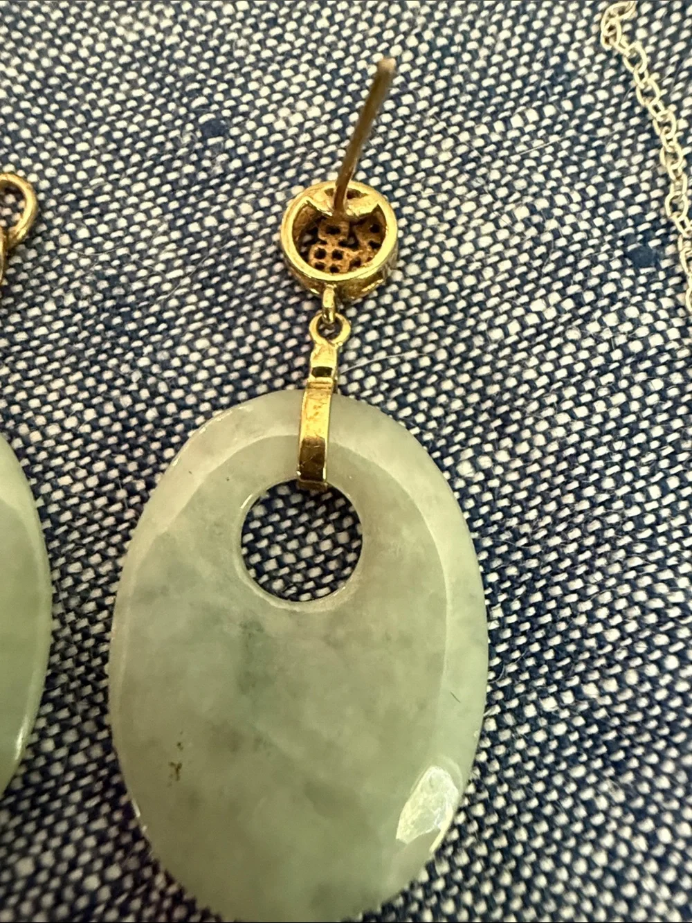 ✨ Unique Find! Vintage 14K Gold Bi Oval Jadeite 3-Piece Estate